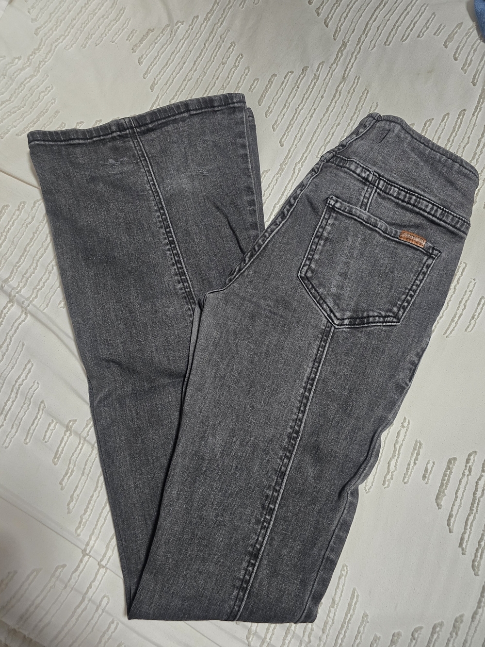 Rock & Roll Denim Pull On Flare Jeans Women's 26x36 Gray Western Stretch Tall